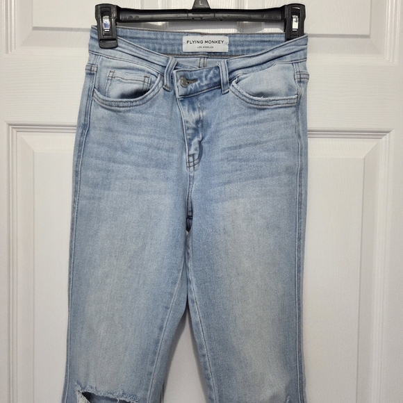 Flying Monkey Light Wash High Rise Flare Stretch jeans size 25 Boho Western - Picture 7 of 15